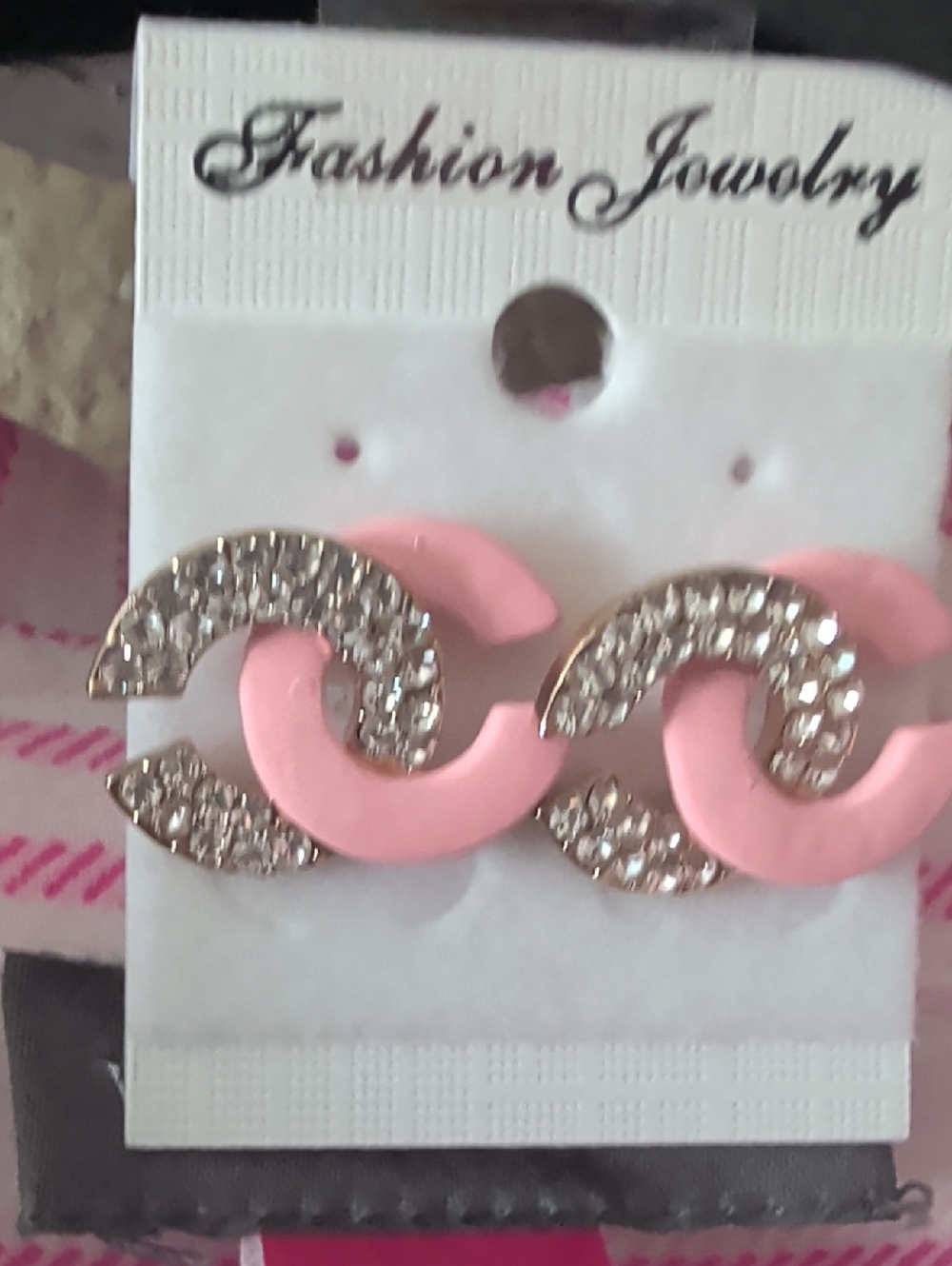 🔥Fashion Jewelry Pink Crystal Link Earrings